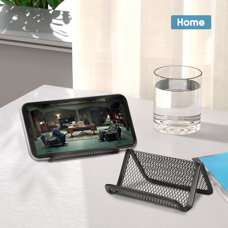 ماكسجير حامل بطاقات العمل MaxGear، حامل بطاقات عمل شبكي معدني للمكتب، 6 عبوات من رف عرض سطح المكتب الأسود، يحمل ما يصل إلى 50 بطاقة للمكتب - Image 5